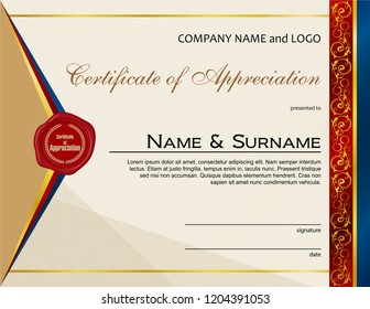Certificate of Appreciation with laurel wreath and wax seal