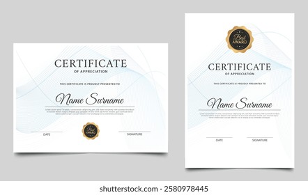 Certificate of appreciation layout design. Clean certificate border template. Vector