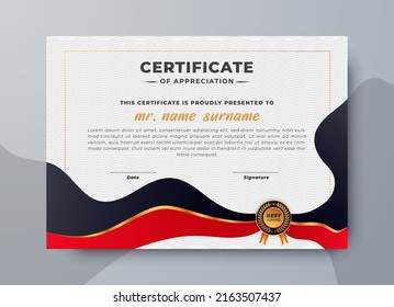 Certificate appreciation luxury red theme template design, vector Luxury premium badges design.