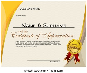 Certificate Appreciation Medal Ribbon Stock Vector (Royalty Free ...