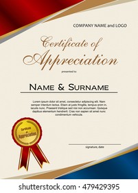 Certificate Of Appreciation With Medal And Ribbon Portrait Version