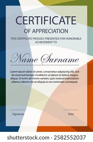 Certificate of appreciation. Modern abstract corporate diploma template with colorful elements