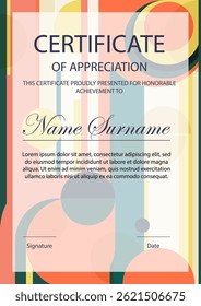Certificate of appreciation. Modern abstract corporate diploma template with colorful elements