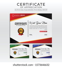 Certificate of appreciation, print template, certificate template, certificate design