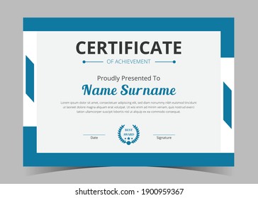Plantilla de certificado de apreciación, certificado de logro, plantilla de diploma de diploma