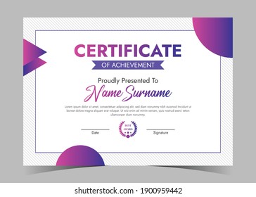 Plantilla de certificado de apreciación, certificado de logro, plantilla de diploma de diploma