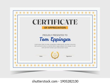 Certificate of Appreciation template, certificate of achievement, awards diploma template