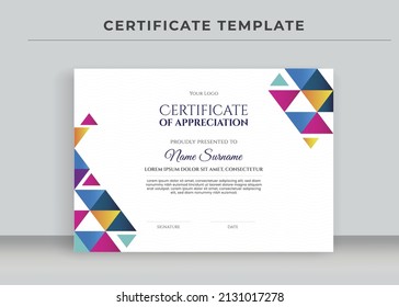 Certificate of Appreciation template, Certificate of achievement, awards diploma