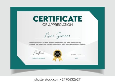 Certificate of Appreciation template, Certificate of achievement, awards diploma Vector Design