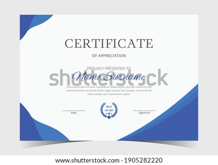 Certificate of Appreciation template, certificate of achievement, awards diploma template