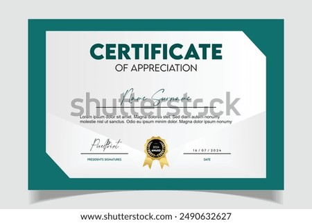Certificate of Appreciation template, Certificate of achievement, awards diploma Vector Design