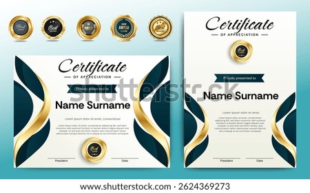 Certificate of Appreciation template, certificate of achievement, awards diploma template. Horizontal certificate For award, business, and education needs. Diploma vector template. Vector 