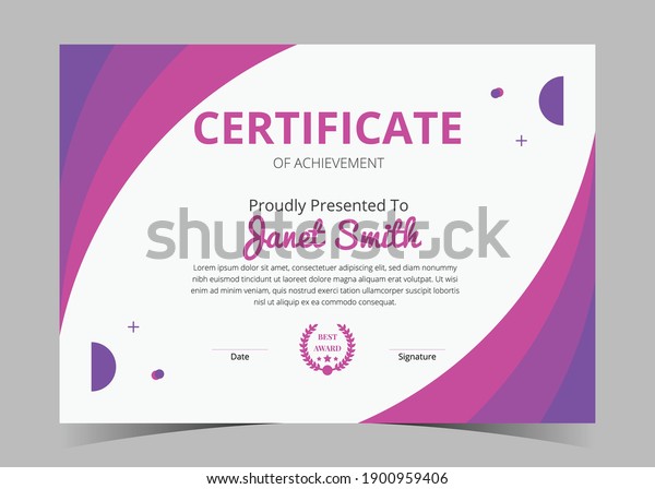 Certificate Appreciation Template Certificate Achievement Awards Stock ...