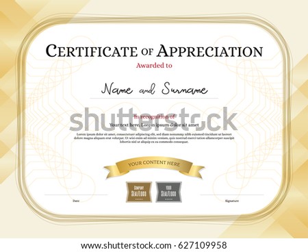 certificate appreciation template award ribbon on stock vector
