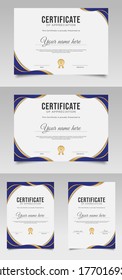 Certificate of appreciation template with blue and gold elements