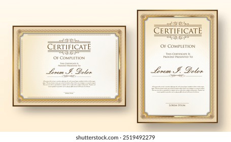 Certificate of appreciation template. Certificate border template with luxury and modern line pattern. Diploma vector template. Certificate Template Business Training Achievement 