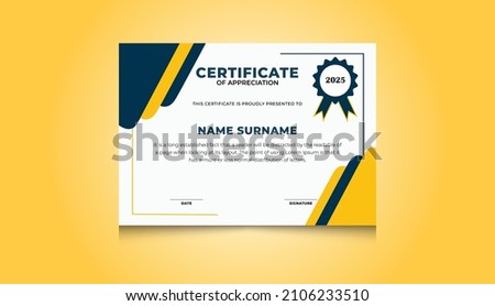 Certificate of appreciation template With border and simple badge.