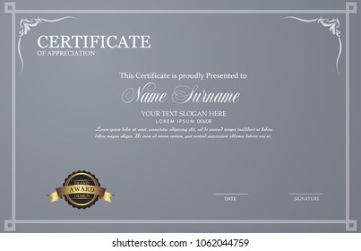 Certificate of Appreciation template. Classical style. Retro design.