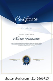 Certificate of appreciation template with clean elegant vector border design for multi-purpose business or education needs