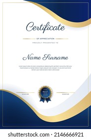 Certificate of appreciation template with clean elegant vector border design for multi-purpose business or education needs