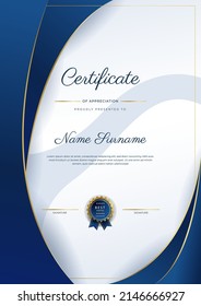 Certificate of appreciation template with clean elegant vector border design for multi-purpose business or education needs