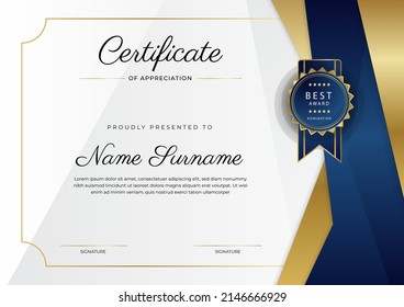Certificate of appreciation template with clean elegant vector border design for multi-purpose business or education needs