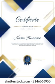 Certificate of appreciation template with clean elegant vector border design for multi-purpose business or education needs