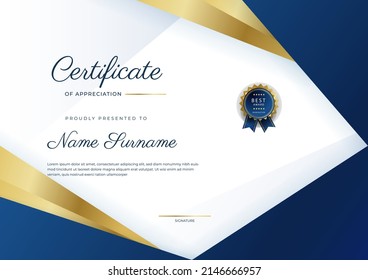 Certificate of appreciation template with clean elegant vector border design for multi-purpose business or education needs