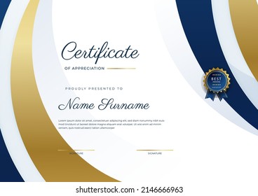 Certificate of appreciation template with clean elegant vector border design for multi-purpose business or education needs