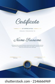 Certificate of appreciation template with clean elegant vector border design for multi-purpose business or education needs