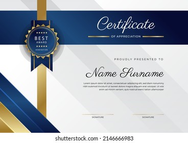 Certificate of appreciation template with clean elegant vector border design for multi-purpose business or education needs