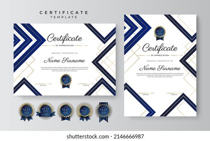 Plantilla de certificado de apreciación con diseño elegante y limpio de borde vectorial para necesidades empresariales o educativas multipropósito