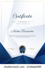 Certificate of appreciation template with clean elegant vector border design for multi-purpose business or education needs