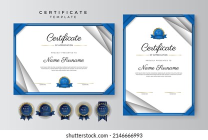 Certificate of appreciation template with clean elegant vector border design for multi-purpose business or education needs