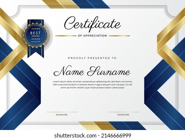 Certificate of appreciation template with clean elegant vector border design for multi-purpose business or education needs