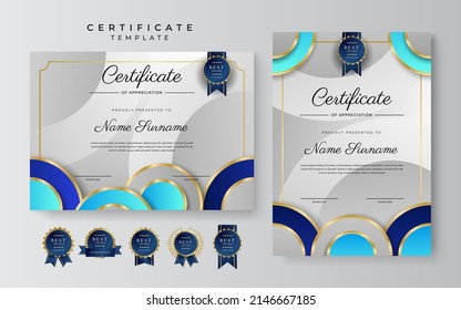 Certificate of appreciation template with clean elegant vector border design for multi-purpose business or education needs. Vector illustration dark blue gold certificate