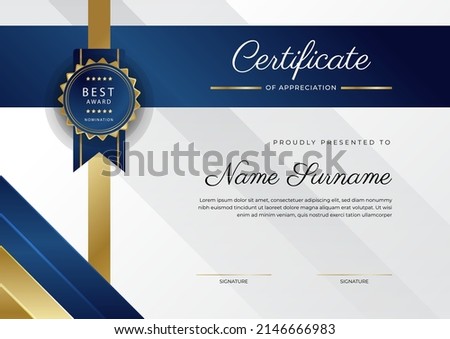 Certificate of appreciation template with clean elegant vector border design for multi-purpose business or education needs