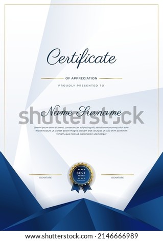 Certificate of appreciation template with clean elegant vector border design for multi-purpose business or education needs