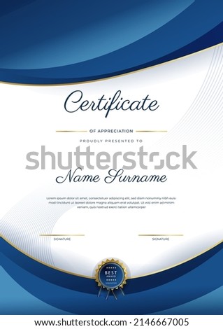 Certificate of appreciation template with clean elegant vector border design for multi-purpose business or education needs