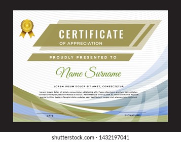 Certificate of Appreciation template. Cool geometric design. Certificate for celebration decoration design. Brochure cover vector design. Diploma symbol. Vector graduate template. Achievement design. 