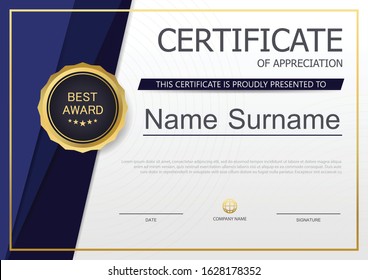 Certificate of Appreciation template design, acheivement diploma education certificate design 