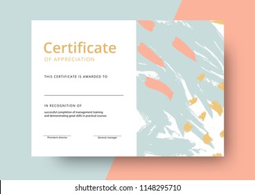 Certificate of appreciation template design. Elegant business diploma layout for training graduation or course completion. Vector background illustration.