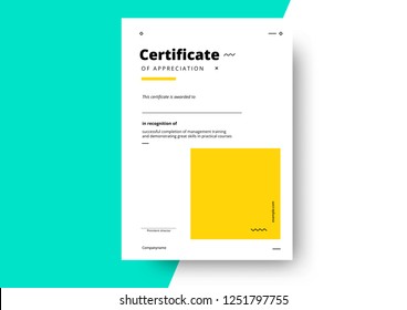 Certificate of appreciation template design. Elegant business diploma layout for training graduation or course completion. Vector background illustration.