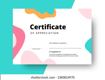 Certificate of appreciation template design. Elegant business diploma layout for training graduation or course completion. Vector background illustration.