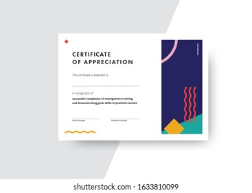 Certificate of appreciation template design. Elegant business diploma layout for training graduation or course completion. Vector background illustration.