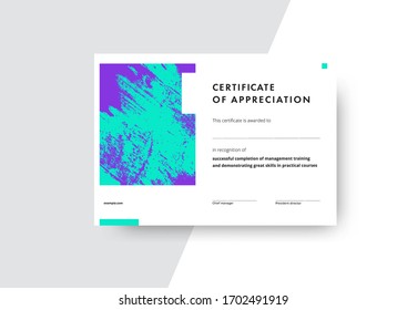 Certificate of appreciation template design. Elegant business diploma layout for training graduation or course completion. Vector background illustration.
