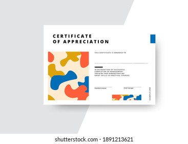 Certificate of appreciation template design. Elegant business diploma layout for training graduation or course completion. Vector background illustration.