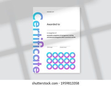 Certificate of appreciation template design. Elegant business diploma layout for training graduation or course completion. Vector background illustration.
