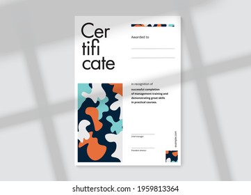 Certificate of appreciation template design. Elegant business diploma layout for training graduation or course completion. Vector background illustration.