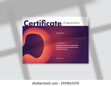 Certificate of appreciation template design. Elegant business diploma layout for training graduation or course completion. Vector background illustration.